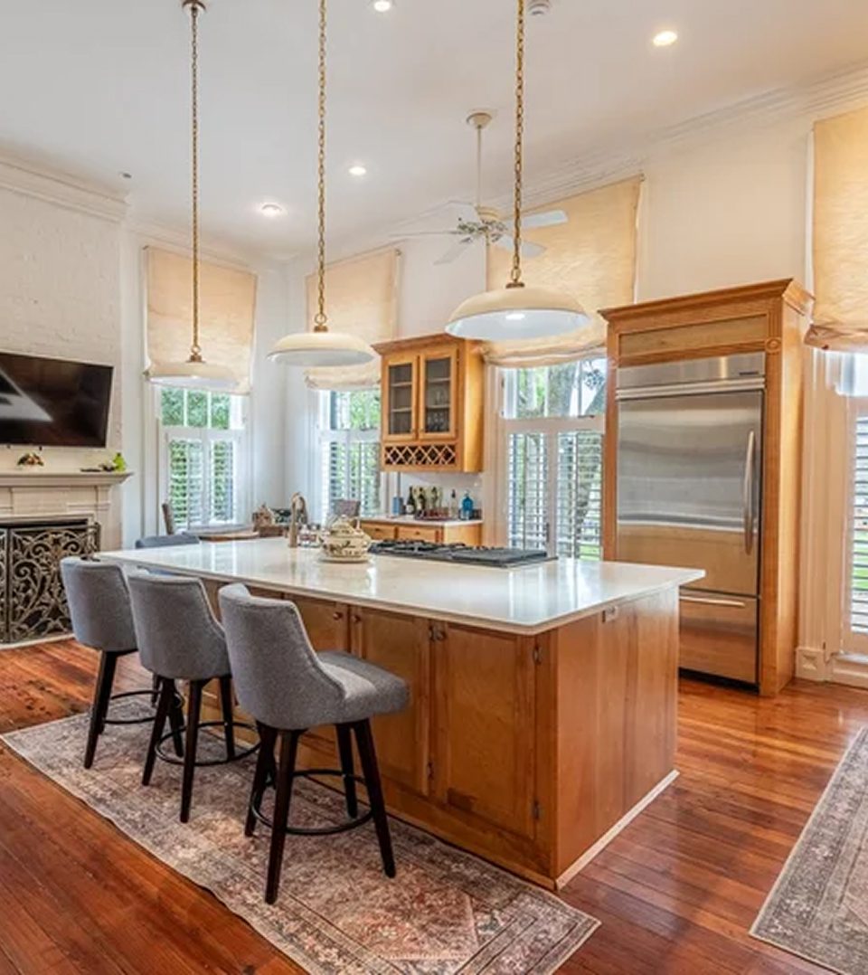 Bright kitchen featuring stainless steel appliances