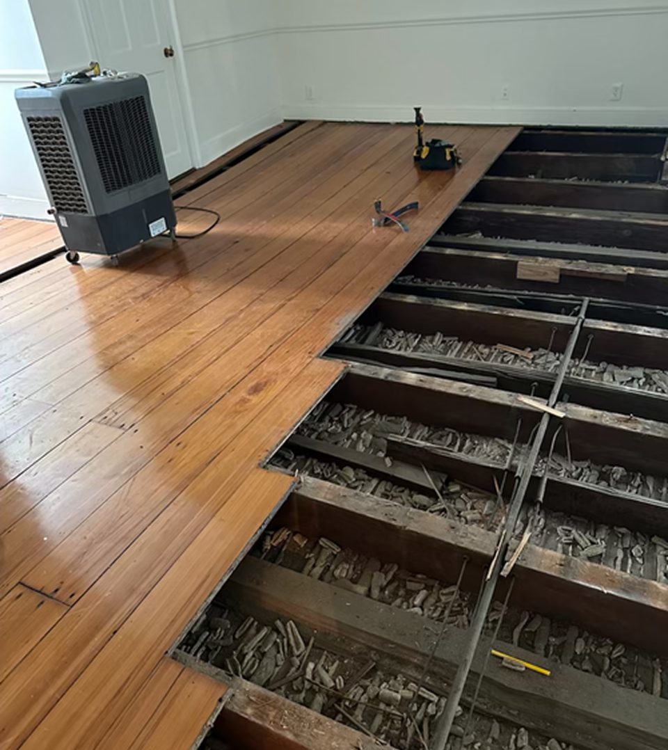 Floor restoration in progress